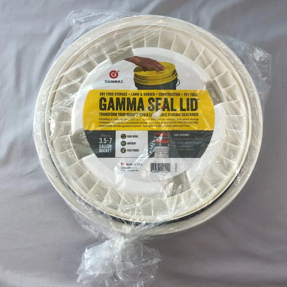Gamma2 Gamma Seal Lid White for 3.5-7 Gallon Buckets Airtight Pet Food Storage